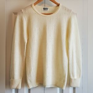 Vintage Women's Rosanna Ivory Eyelet Long Sleeve Sweater